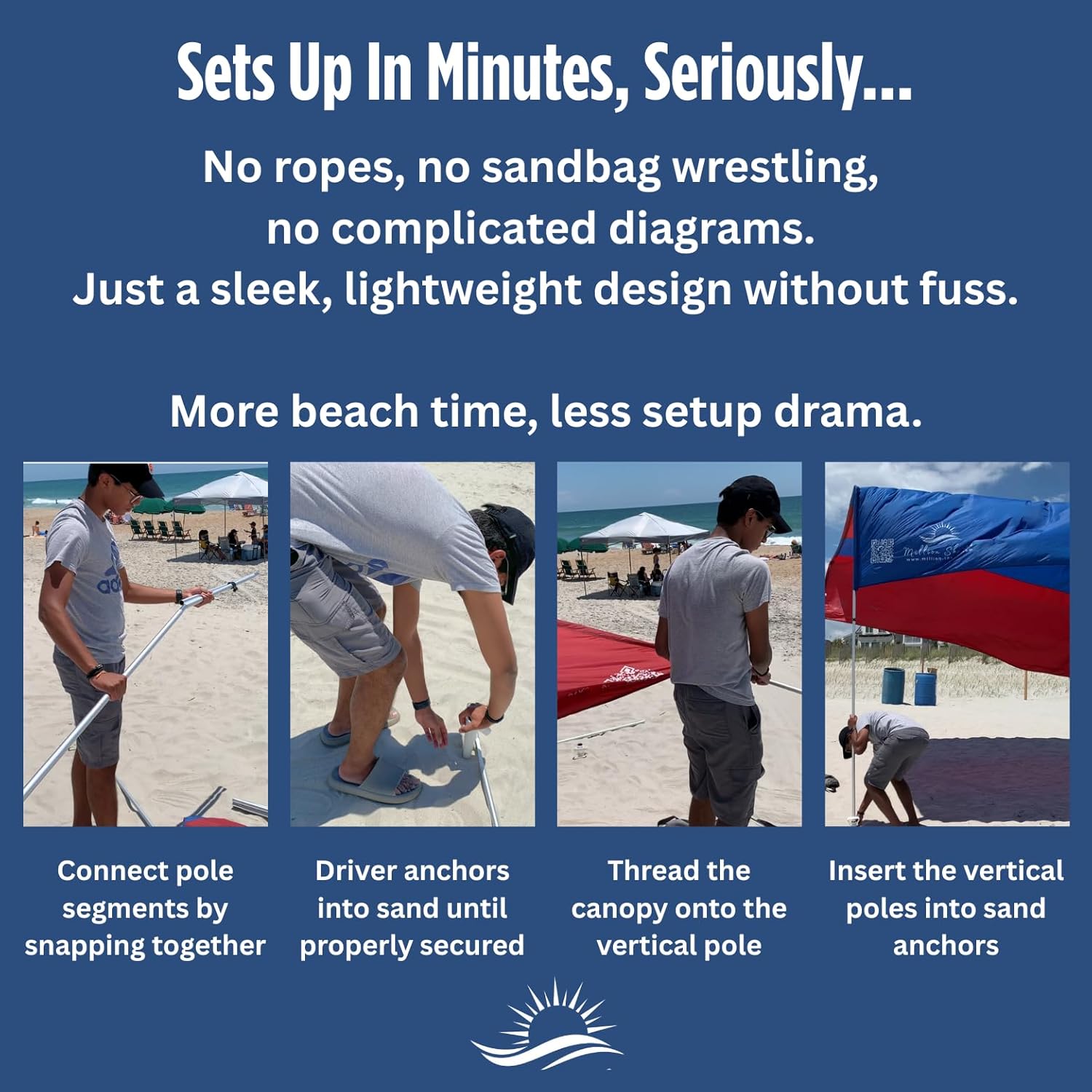 "Grande" shade with "Bold Blue and Red" color palette.