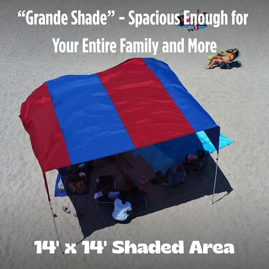 "Grande" shade with "Bold Blue and Red" color palette.