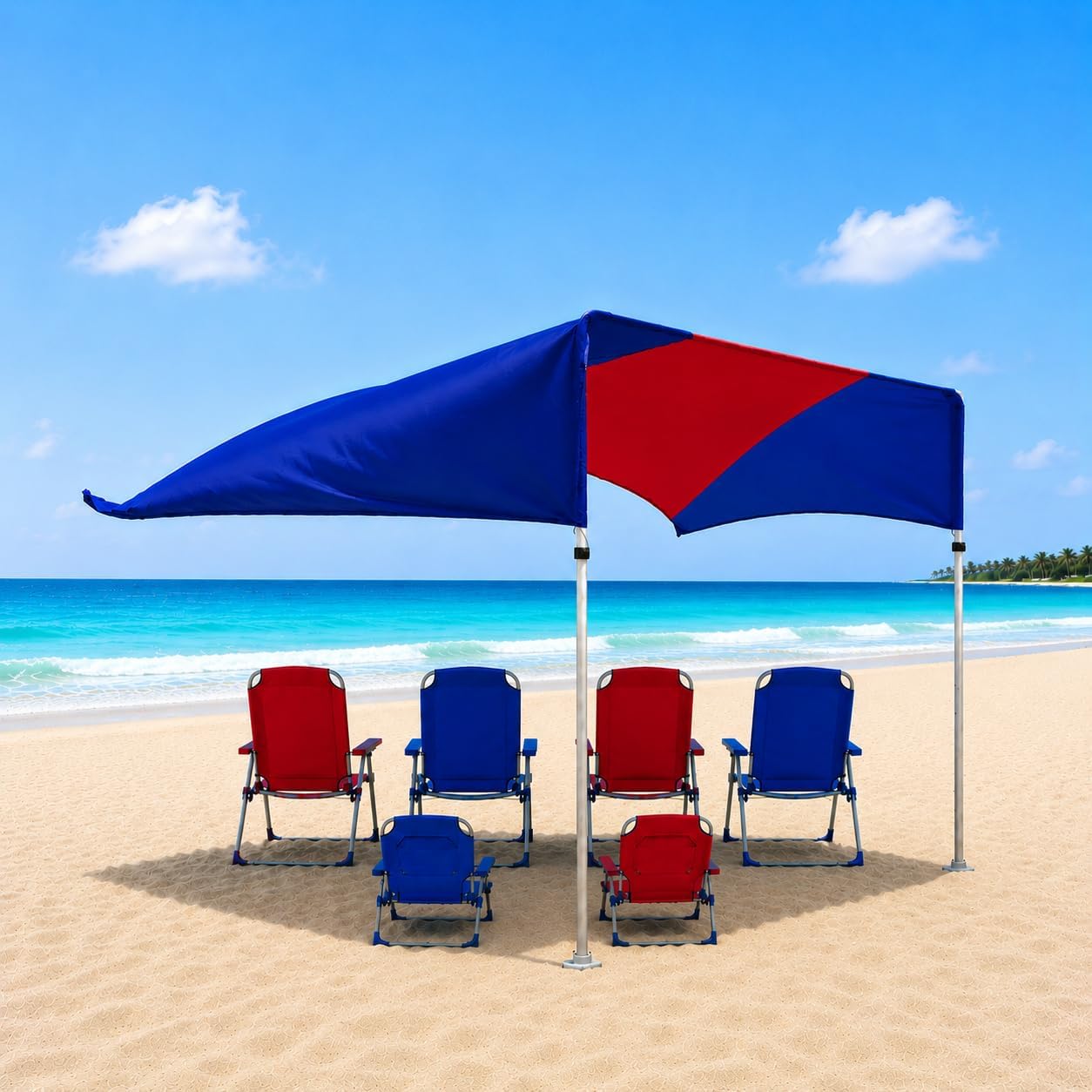 Beach Shade Canopy 10x10 ft for 5-7 People | Wind-Propelled® Beach Shade Sail | Classic