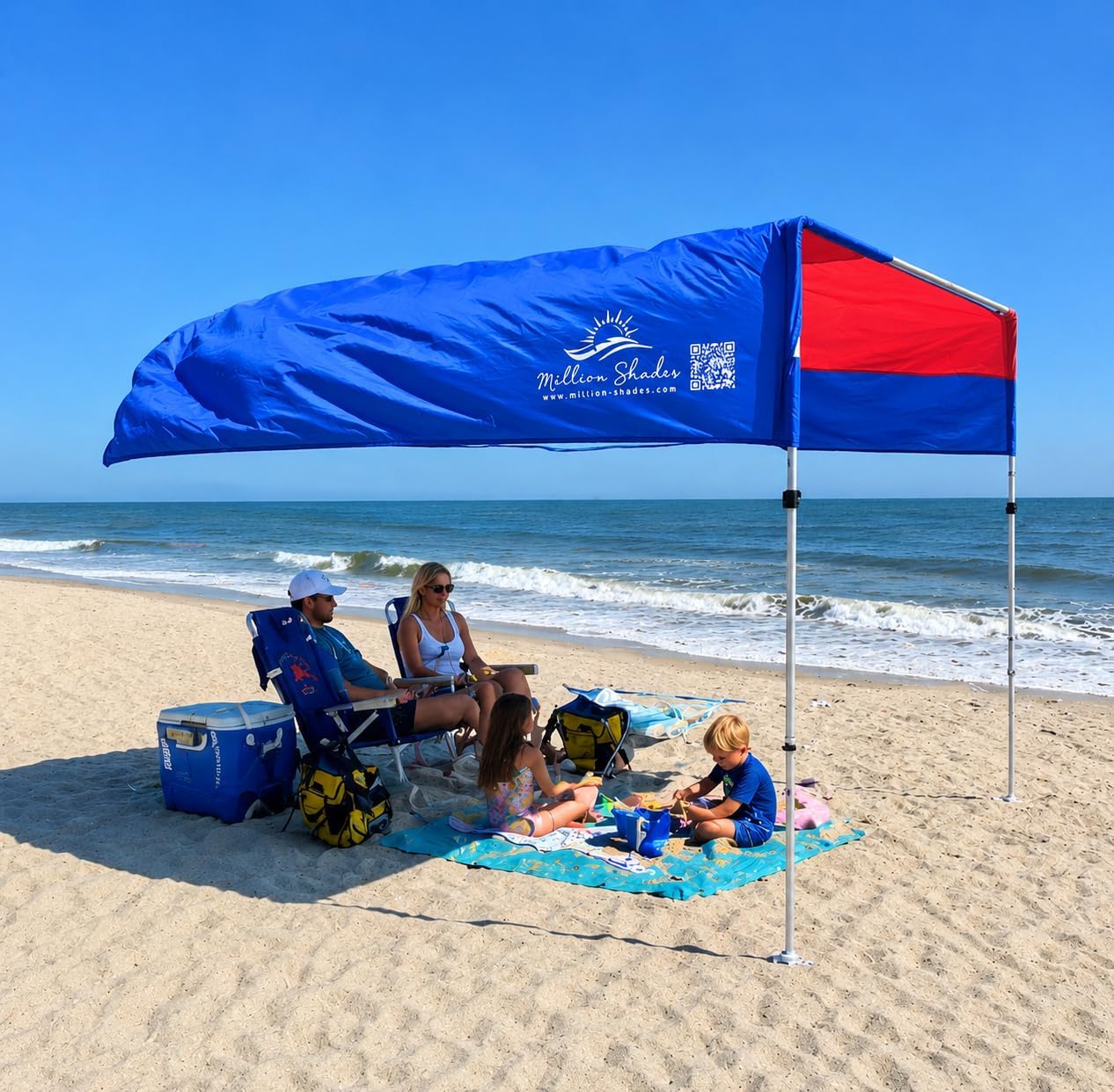 Beach Shade Canopy 8x8 ft for 2-3 People | Wind-Propelled® Beach Shade Sail | Cozy
