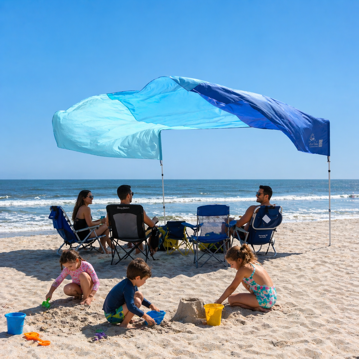 Beach Shade Canopy 10x10 ft for 5-7 People | Wind-Propelled® Beach Shade Sail | Classic