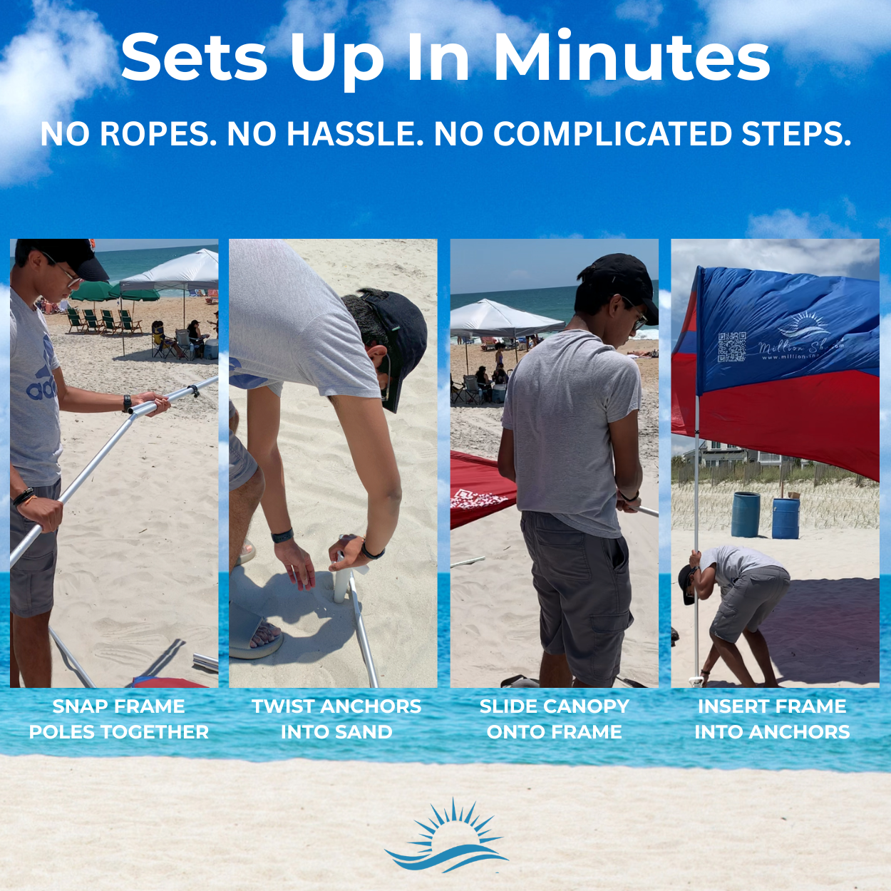 "Grande" shade with "Bold Blue and Red" color palette.